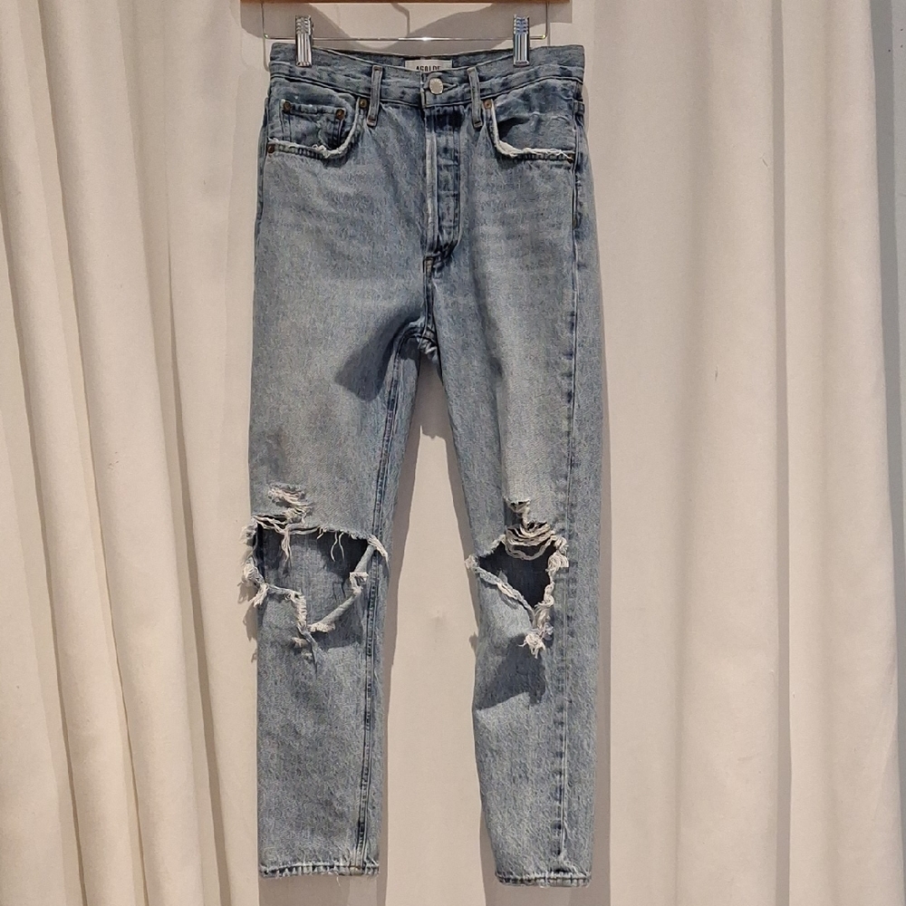 AGOLDE Light Blue Distressed Jeans Size 25